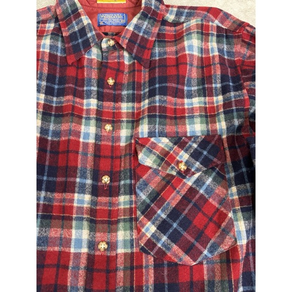 Vintage Pendleton Lobo Long Sleeve Flannel Shirt Men's Size XL Red Elbow Patch - Picture 3 of 9
